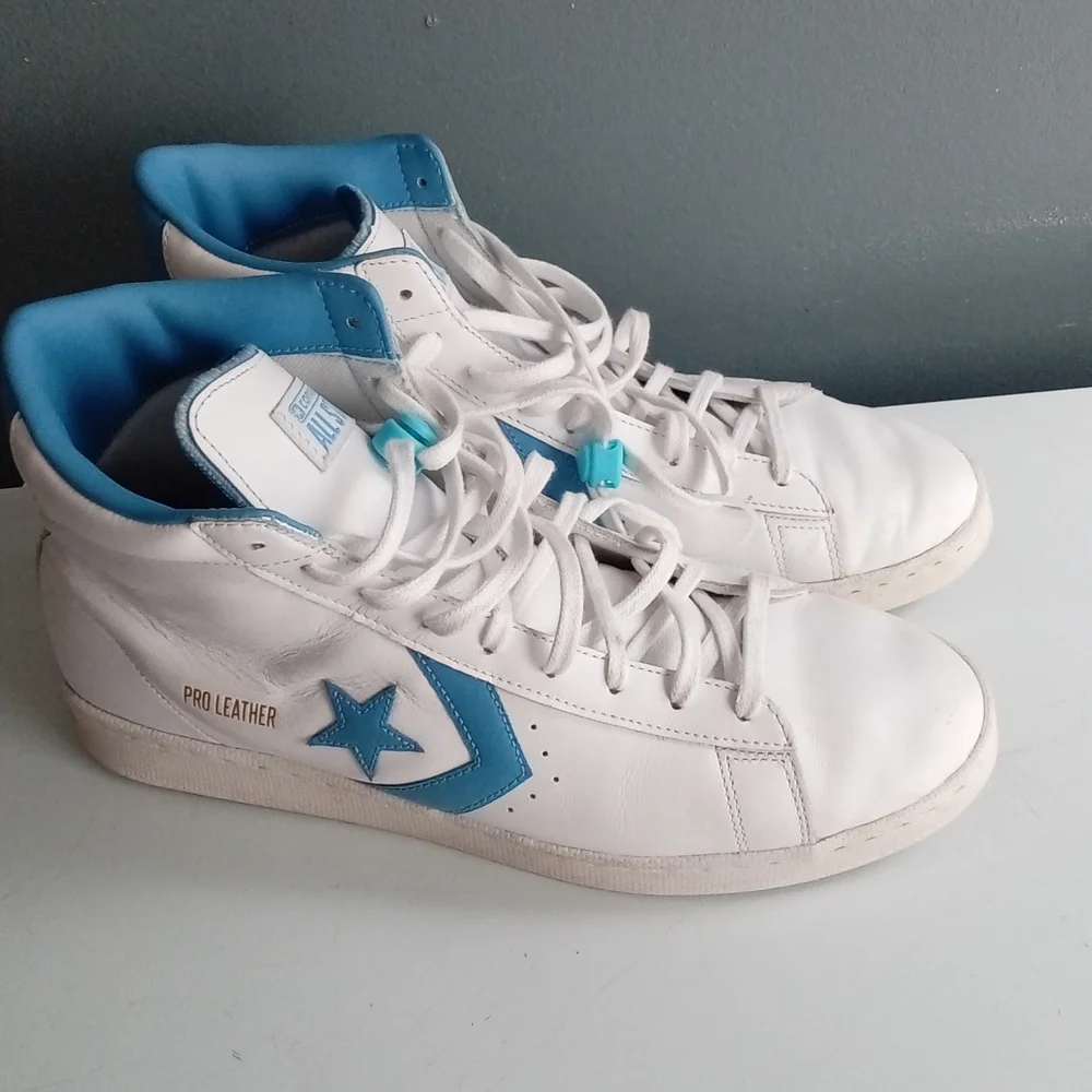 Converse Pro Leather Mid Top Sneakers White Blue Mens Athletic Shoes‎ - Picture 7 of 8
